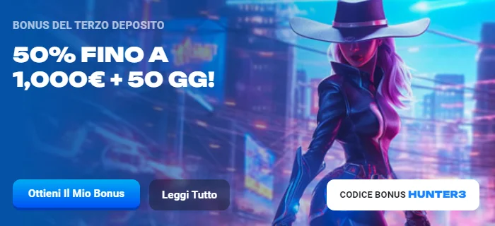 LuckyHunter bonus sul Terzo deposito